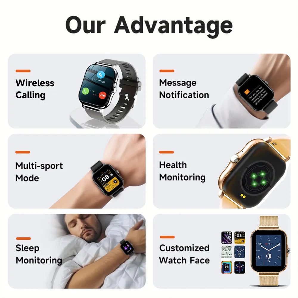 Luxury Smartwatch Android OS - 1.44" Full Touch Color Screen, Bluetooth, Custom Dial, for Men & Women, Smart Watch with Call Feature - StrengthXPhysiotherapy