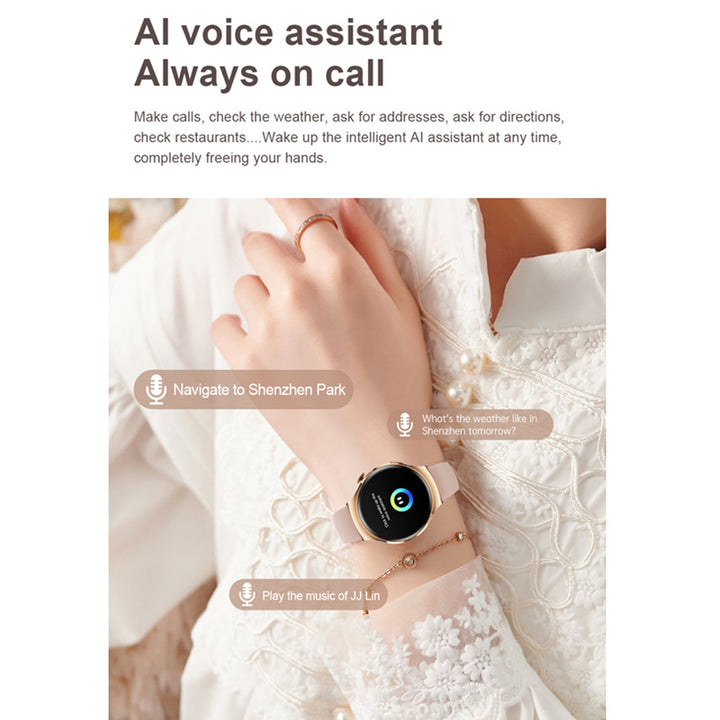 Premium Smartwatch for Women - AMOLED Display, Bluetooth Calling, NFC, GPS, IP68 Waterproof, Multiple Sports Modes, Heart 