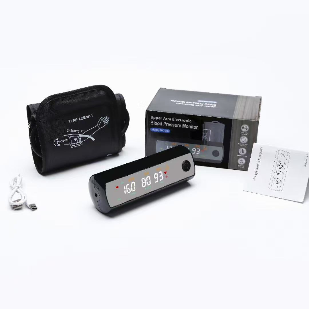 Premium Rechargeable Blood Pressure Monitor – Large LCD Screen, Russian Voice, Digital Arm Sphygmomanometer, LI-ION 