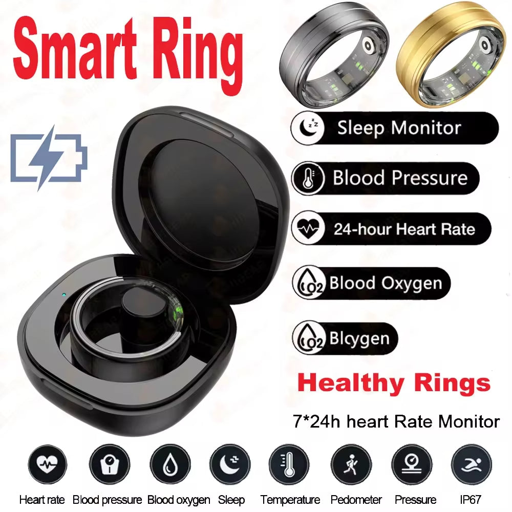 Premium Fitness Tracker Smart Ring for Men & Women - Health Monitoring, Heart R ate, Blood Oxygen & Body Temperature 