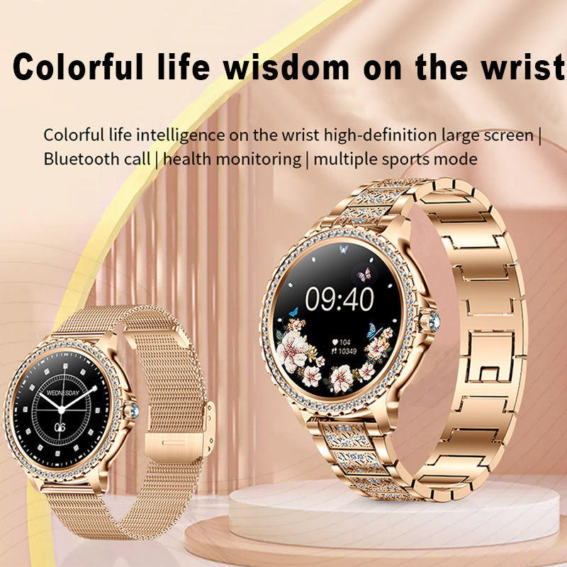 Premium Fashion Smartwatch for Women, 1.04" AMOLED Screen, Bluetooth Call, Metal Body, IP68 Waterproof, Heart Rate, Music 