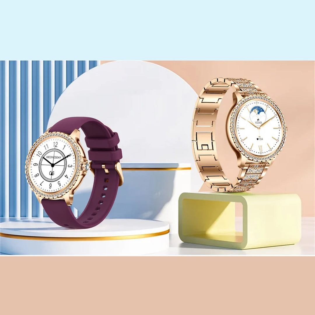 Premium Fashion Smartwatch for Women, 1.04" AMOLED Screen, Bluetooth Call, Metal Body, IP68 Waterproof, Heart Rate, Music Control, Sleep & Fitness Tracking, Multiple Sports Modes - StrengthXPhysiotherapy