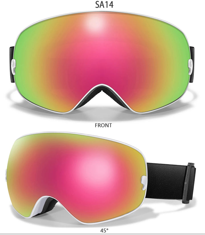 Premium Ski Goggles – Large Comma Spherical Design, Double-Layer Anti-Fog Lens, Winter Cycling & Sled Sports Glasses, Wide Field of View, Suitable for Myopia - StrengthXPhysiotherapy