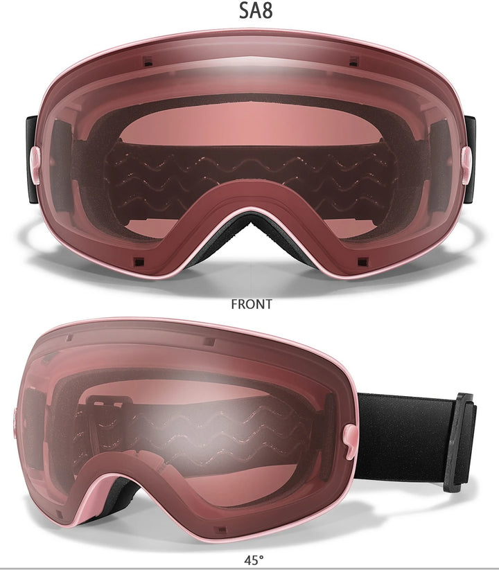 Premium Ski Goggles – Large Comma Spherical Design, Double-Layer Anti-Fog Lens, Winter Cycling & Sled Sports Glasses, Wide Field of View, Suitable for Myopia - StrengthXPhysiotherapy