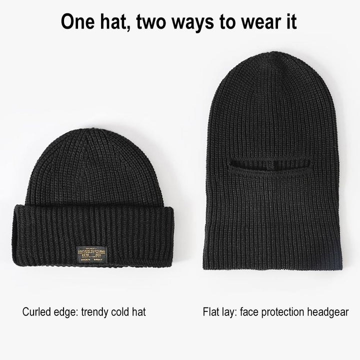 Premium Winter Balaclava Hat – 2-in-1 Knitted Ski Mask Beanie for Men, Windproof, Warm, Cold-Resistant Earmuff Cap for  