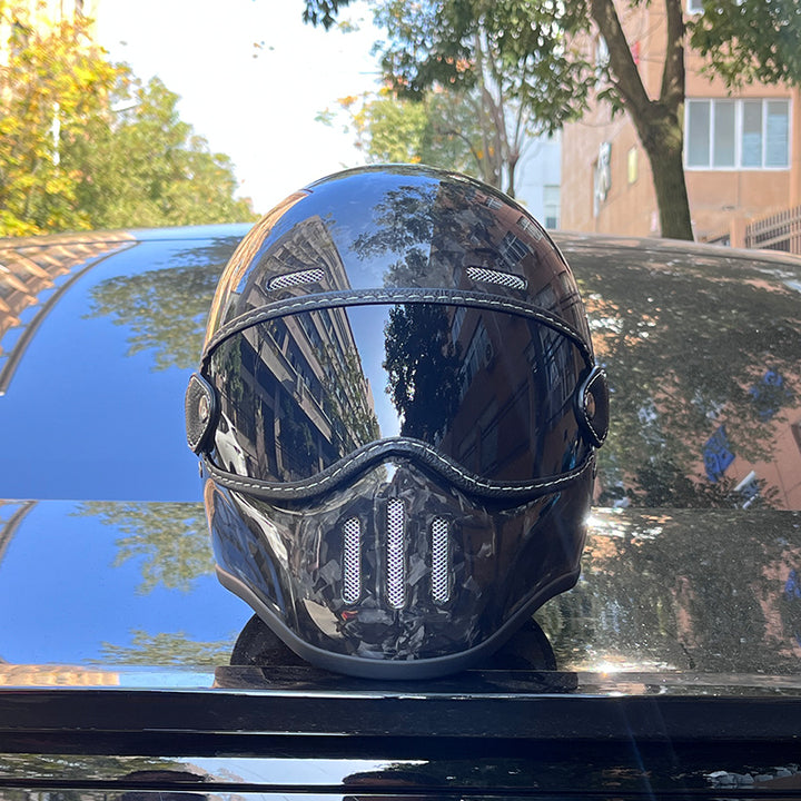 Premium Full Face Motorcycle Helmet – Retro Tokyo Style, Fiberglass, Clear Visor, Japan TT Design, Casco Moto for Men & Women