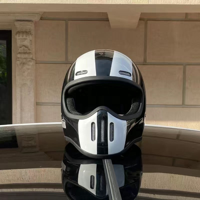 Premium Full Face Motorcycle Helmet – Retro Tokyo Style, Fiberglass, Clear Visor, Japan TT Design, Casco Moto for Men & Women