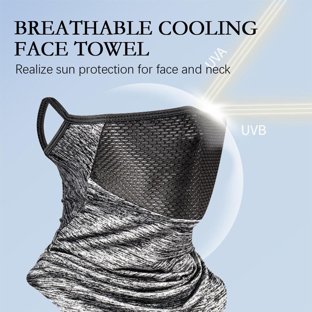 Premium Breathable Ear Hanging Mask – Ice Silk Cycling Face Cover, Triangle Headscarf, Nylon Cool Material for Outdoor 