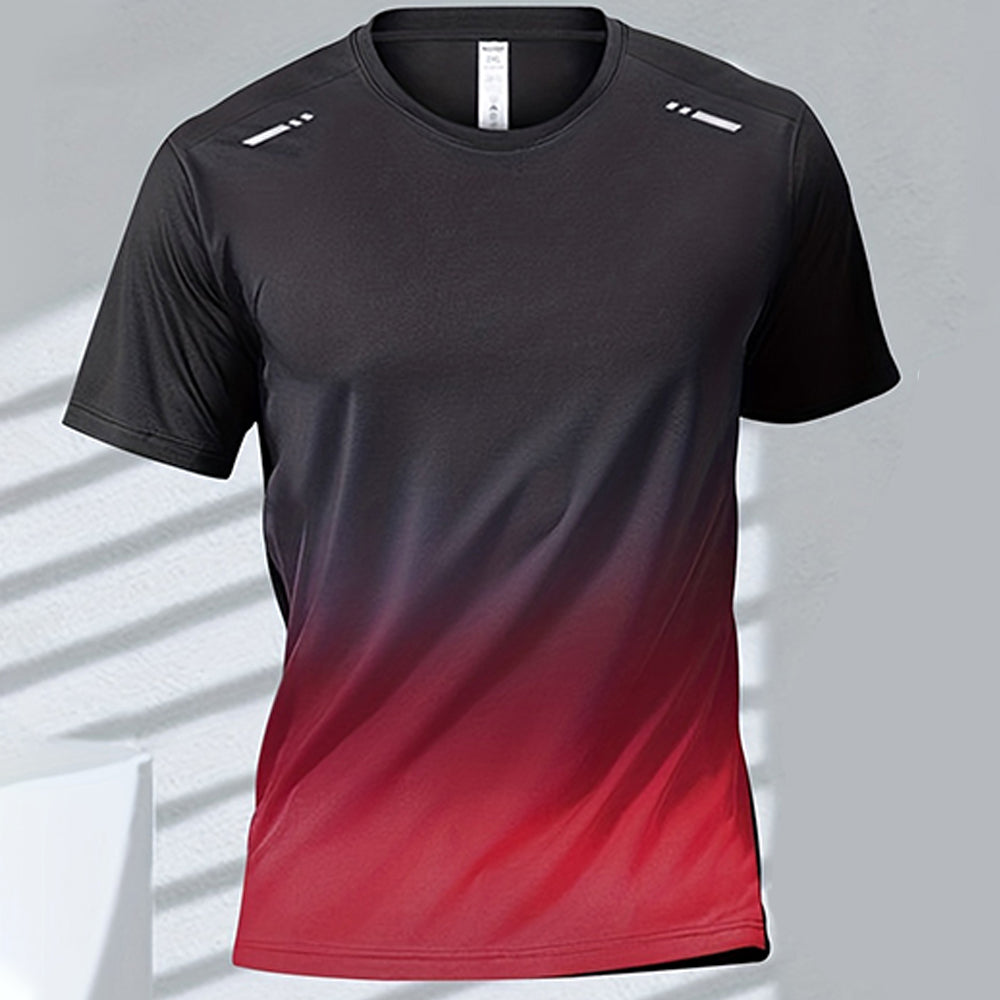 Premium Men's Sports T-Shirt – Quick Dry Casual Running & Boxing Top, Short Sleeve Badminton & Training Shirt, Gradient Design