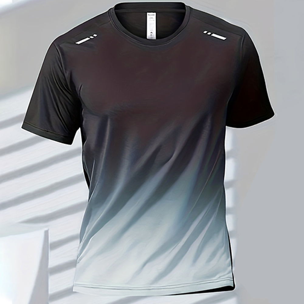 Premium Men's Sports T-Shirt – Quick Dry Casual Running & Boxing Top, Short Sleeve Badminton & Training Shirt, Gradient Design
