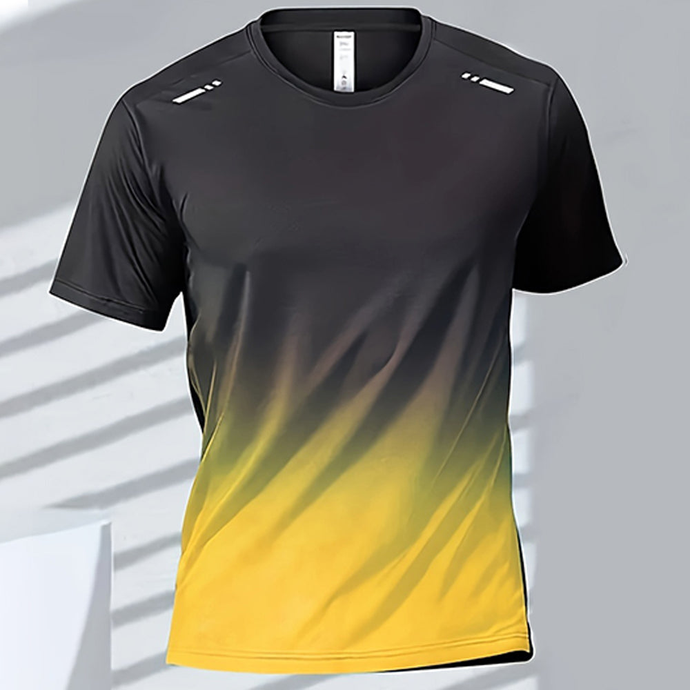 Premium Men's Sports T-Shirt – Quick Dry Casual Running & Boxing Top, Short Sleeve Badminton & Training Shirt, Gradient Design