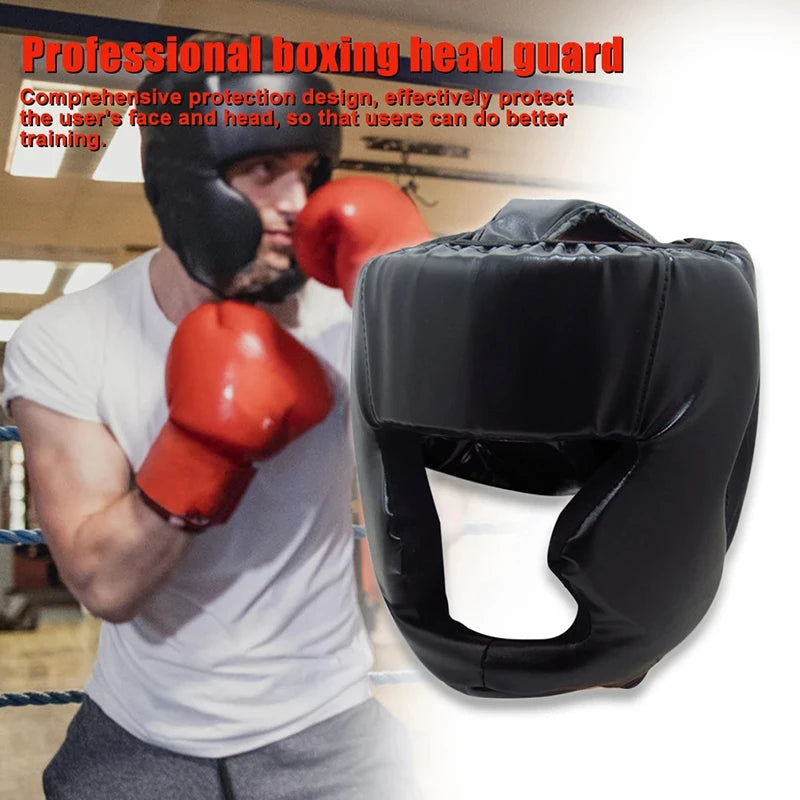 Premium Boxing Headgear for Children & Adults – Karate, Muay Thai, MMA, Sanda Training Safety Helmet, PU Leather, Adjustable
