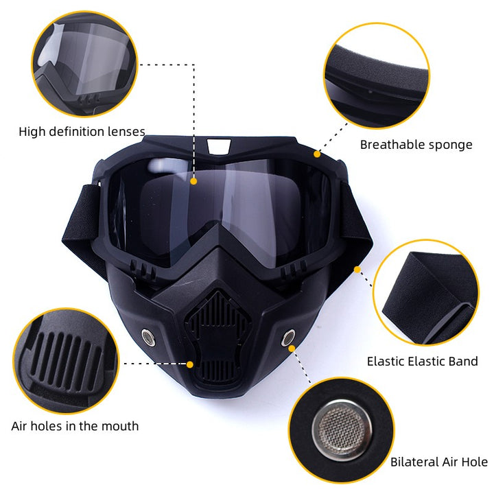 Premium Motorcycle Skull Mouth Mask with UV Protection – Tactical Off-Road Riding Goggles, Windproof, Dust-Proof, Anti-Glare 