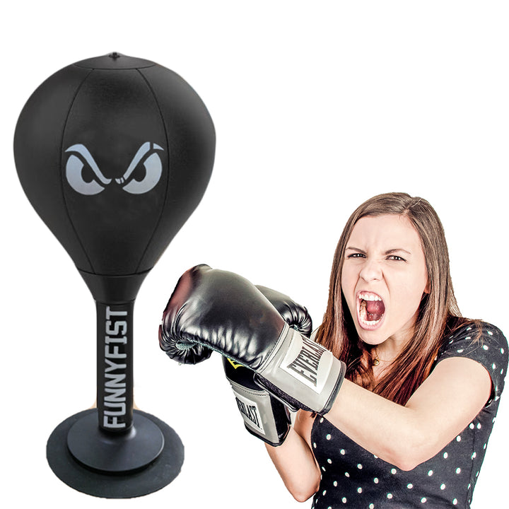 Premium Stress Relief Punching Bag – Desktop Boxing Speed Ball with Suction Cup Base – Inflatable Foam Spring for Reflex & 