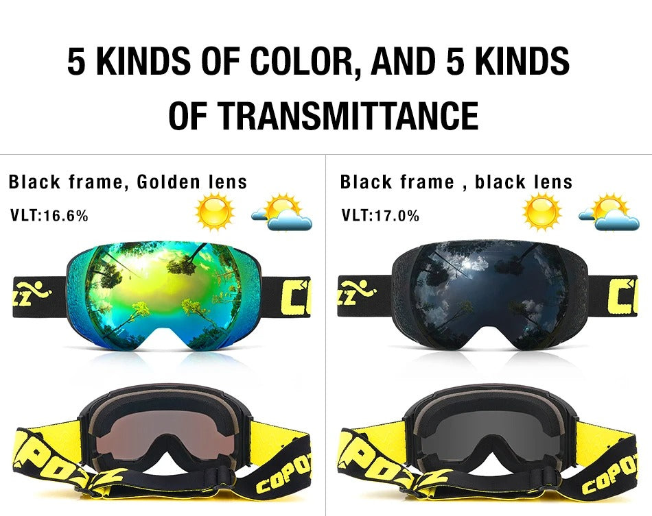 Premium Magnetic Ski Goggles – Quick-Change Lens, UV400 Protection, Anti-Fog, Explosion-Proof, Snowboard Ski Glasses for Men & Women, Includes Case and Yellow Lens - StrengthXPhysiotherapy