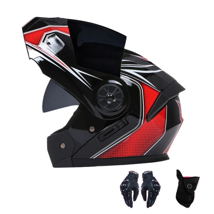 Premium Full Face Motorcycle Helmet - DOT & ECE Certified, Double Lens, Inner Sun Visor, Lightweight ABS Shell Removable Nose