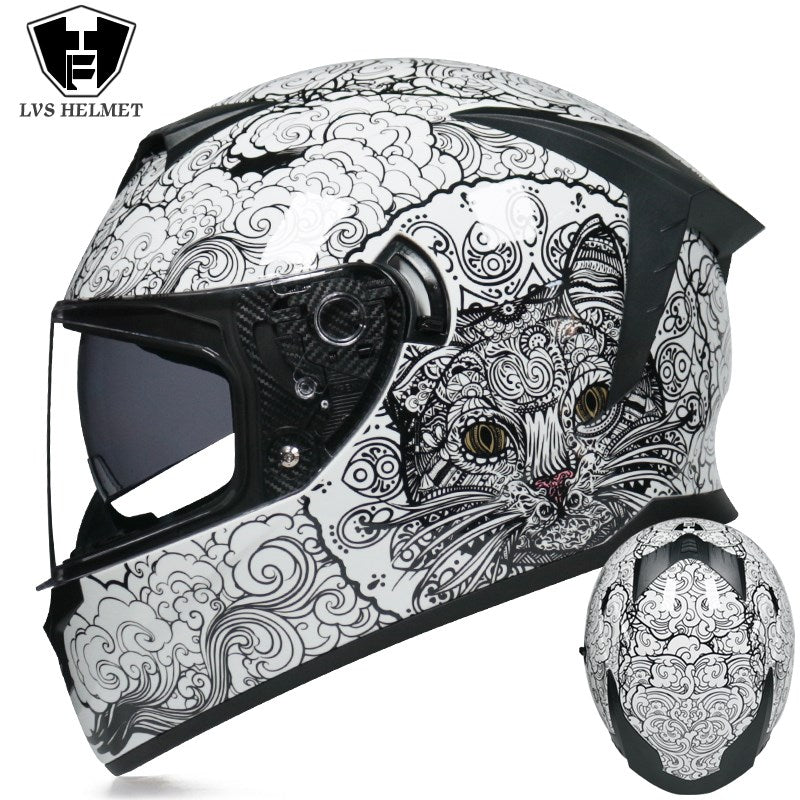 Premium Full Face Motorcycle Helmet - DOT & ECE Certified, Double Lens, Inner Sun Visor, Lightweight ABS Shell Removable Nose