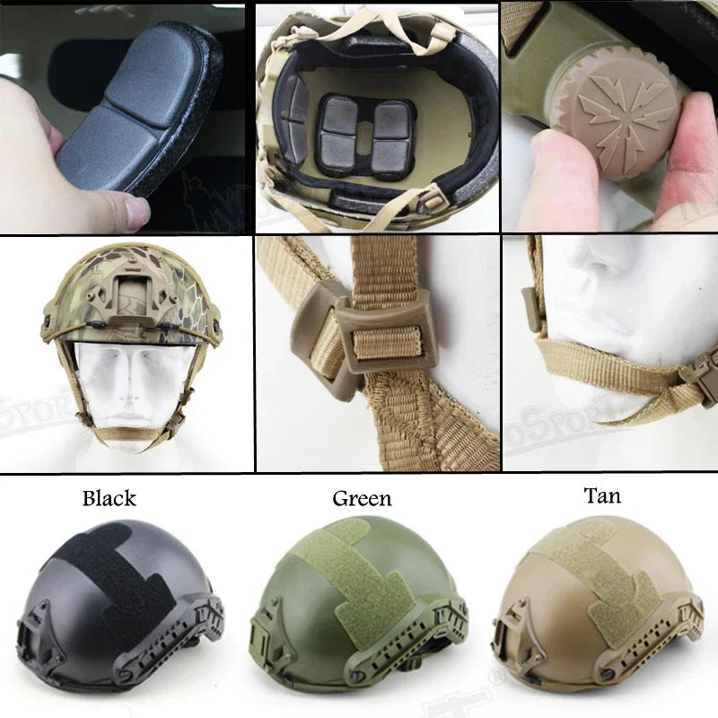 Premium FAST Tactical Helmet – Airsoft MH Camouflage, NVG Mount, Adjustable Outdoor Sport Helmet for Safety & Tactical Use