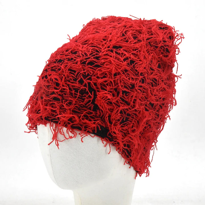 Premium Hip Hop Balaclava Beanie – Distressed Knit Ski Mask for Women, Camouflage Fuzzy Full Face Ski Hat, Outdoor Winter 