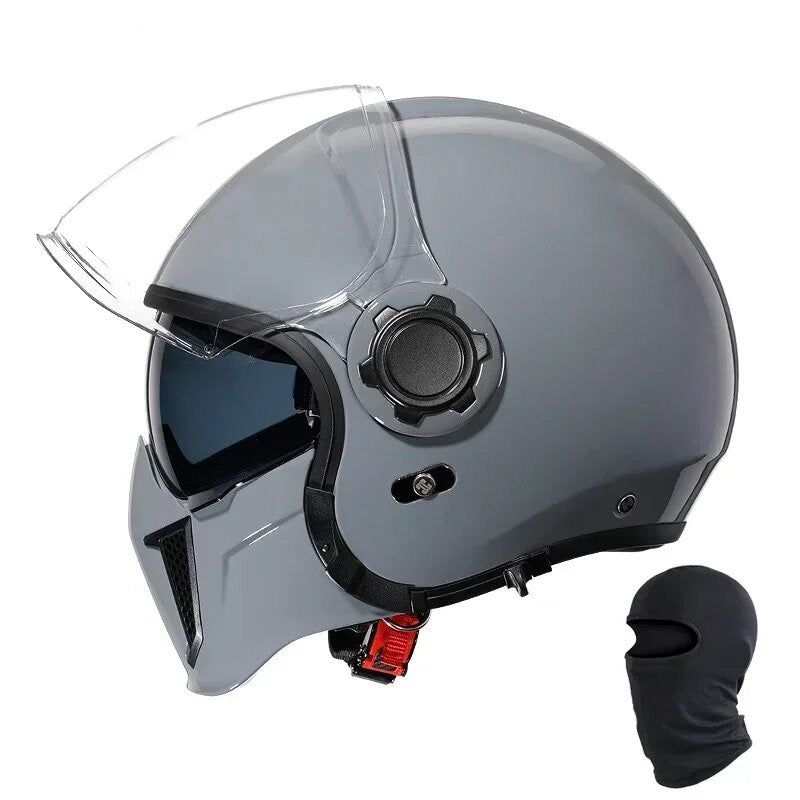 Premium Modular Motorcycle Helmet –Full Face & Open Face, Dual Lens, DOT ECE Approved, ABS Shell for Men & Women, Retro Style