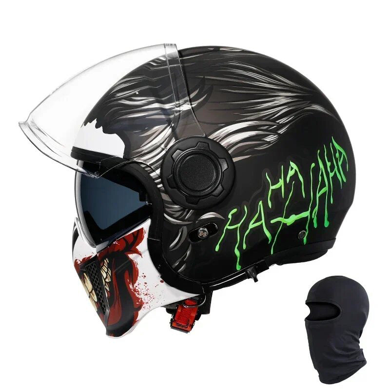 Premium Modular Motorcycle Helmet –Full Face & Open Face, Dual Lens, DOT ECE Approved, ABS Shell for Men & Women, Retro Style