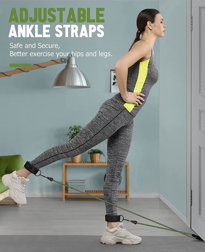 Premium Resistance Band Set – 5 Tube Fitness Bands with Handles, Ankle Straps & Door Anchor for Full-Body Workout, Strength