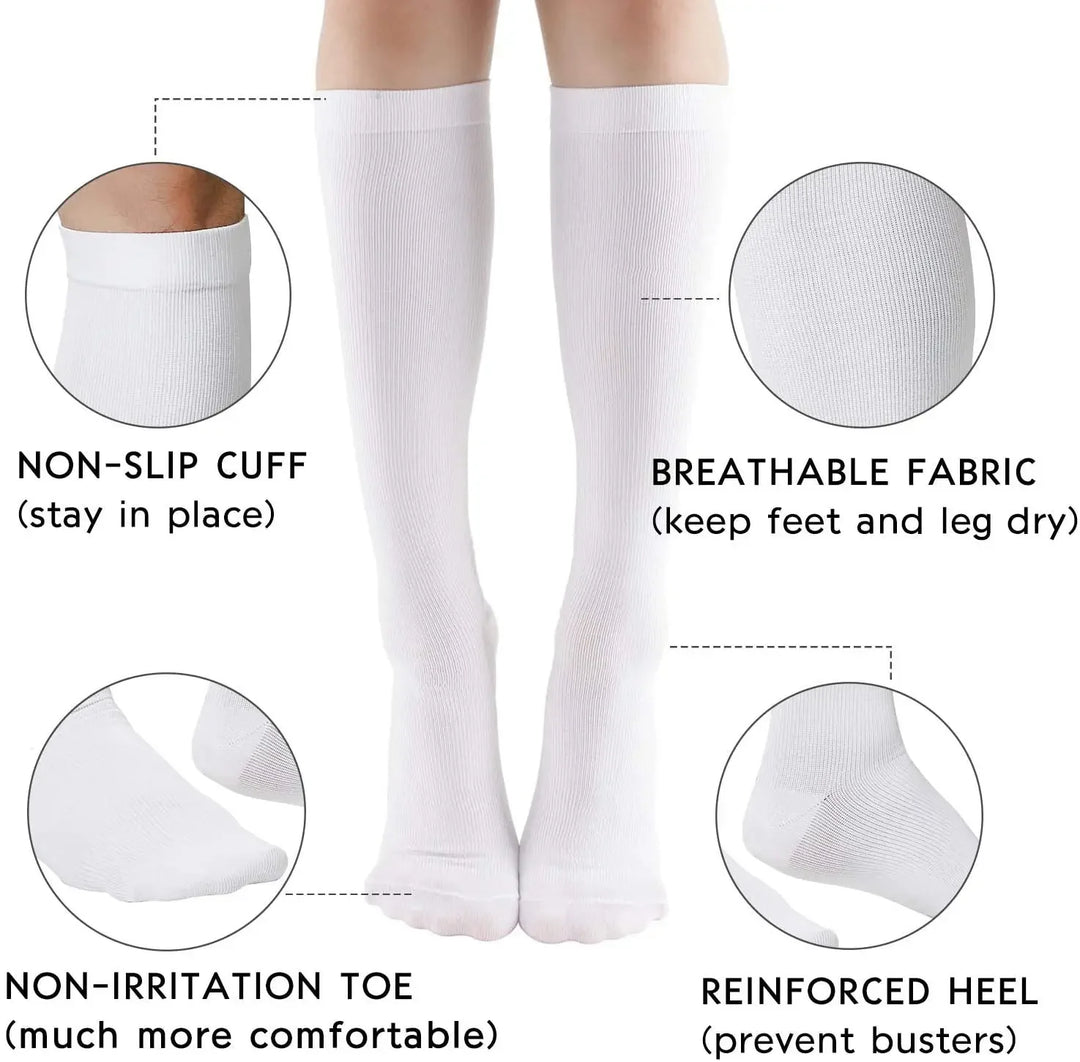 Premium Compression Knee High Socks for Men & Women – Varicose Vein & Pressure Support – Running, Sports & Health Care 