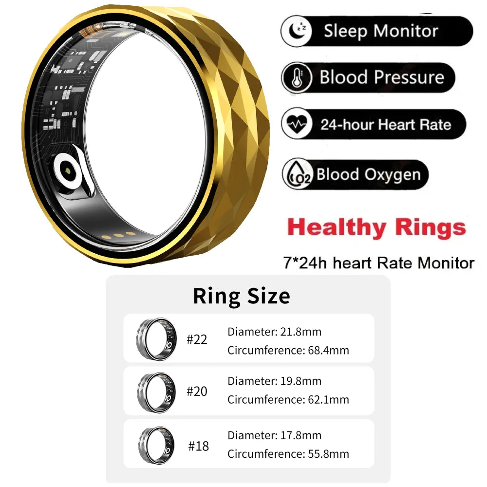 Premium Smart Ring for Health & Sleep Monitoring – 5ATM Waterproof, Heart Rate & Blood Oxygen Tracking, Multi-Sport Modes, 