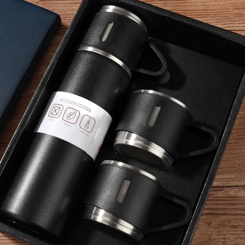 Luxury Stainless Steel Vacuum Flask 500ml - Shimmering Business Style Thermos Bottle, Insulated Hot & Cold Coffee Mug with 